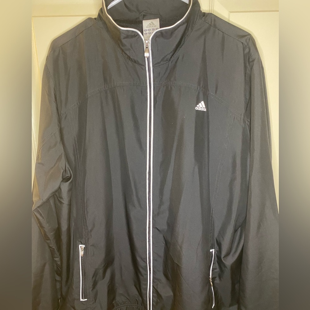 ADIDAS WINDBREAKER FULL ZIP Jacket Women's Black/White SZ XL